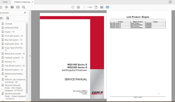 CASE IH TRACTOR WD1903, WD2303 SERIES II SELF-PROPELLED WINDROWER – COMPLETE SERVICE  47698331