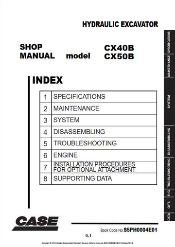 CASE Mini Excavator CX40B, CX50B Shop Manual PDF