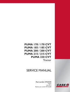 CASE PUMA 170, 185, 200, 215, 230 CVT TRACTOR SERVICE MANUAL 47524345 - PDF FILE