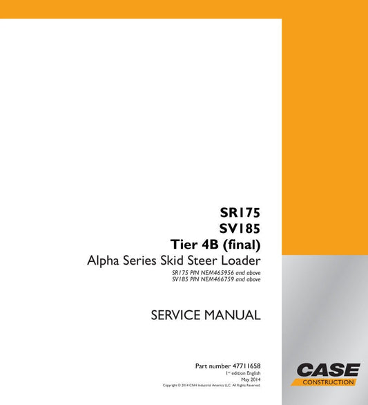 Case SR175 SV185 Tier 4B Final Service Manual (47711658)