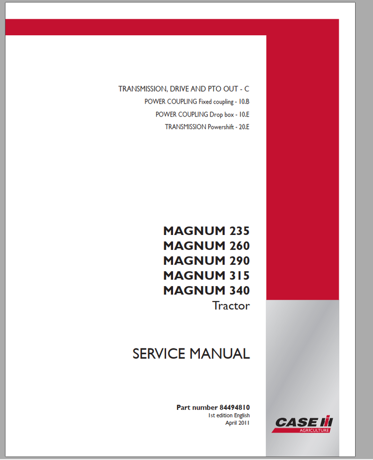 CASE TRACTOR 235, 260, 290, 315, 340 SERVICE MANUAL - PDF FILE