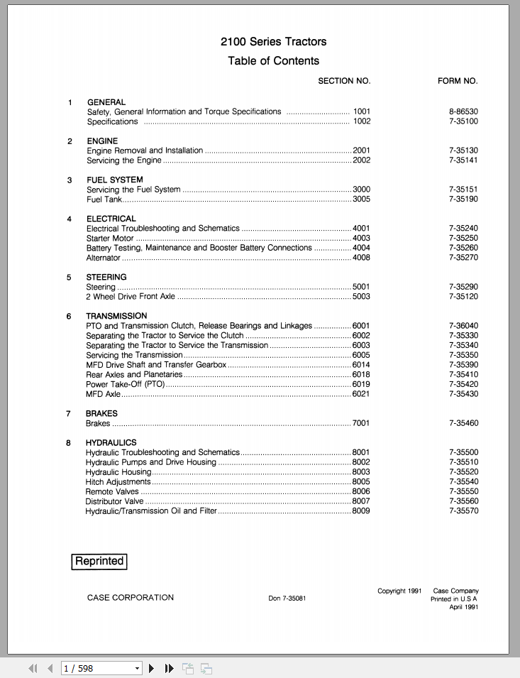 CASE TRACTOR 2470, 2670 SERVICE MANUAL 9-78206R0 - PDF FILE