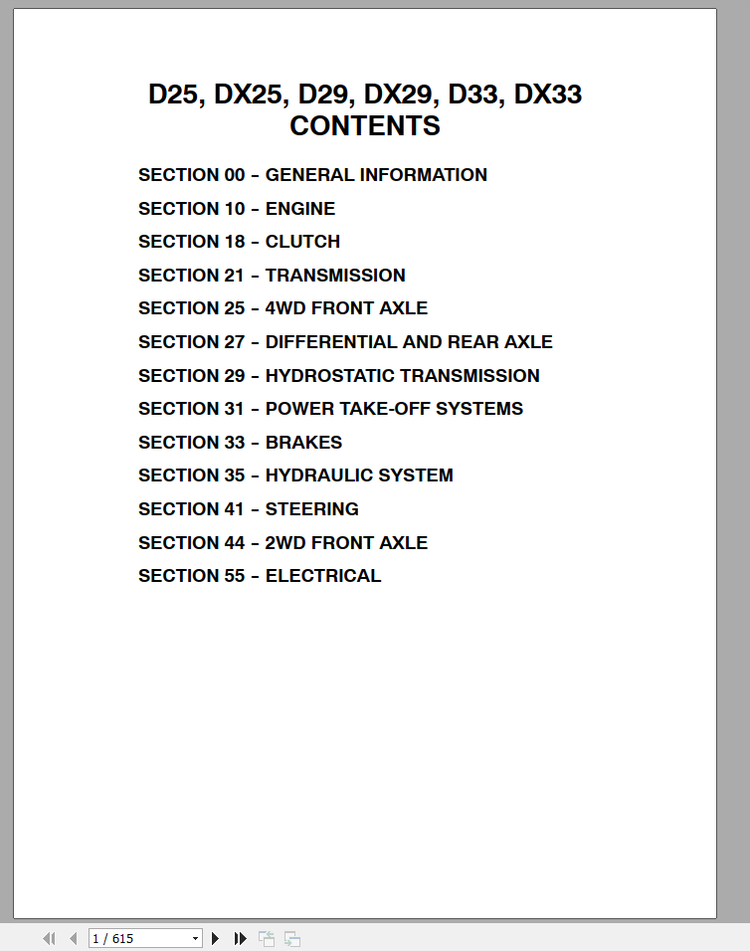 CASE TRACTOR D DX25 29, 33 SERVICE MANUAL 86619354 - PDF FILE