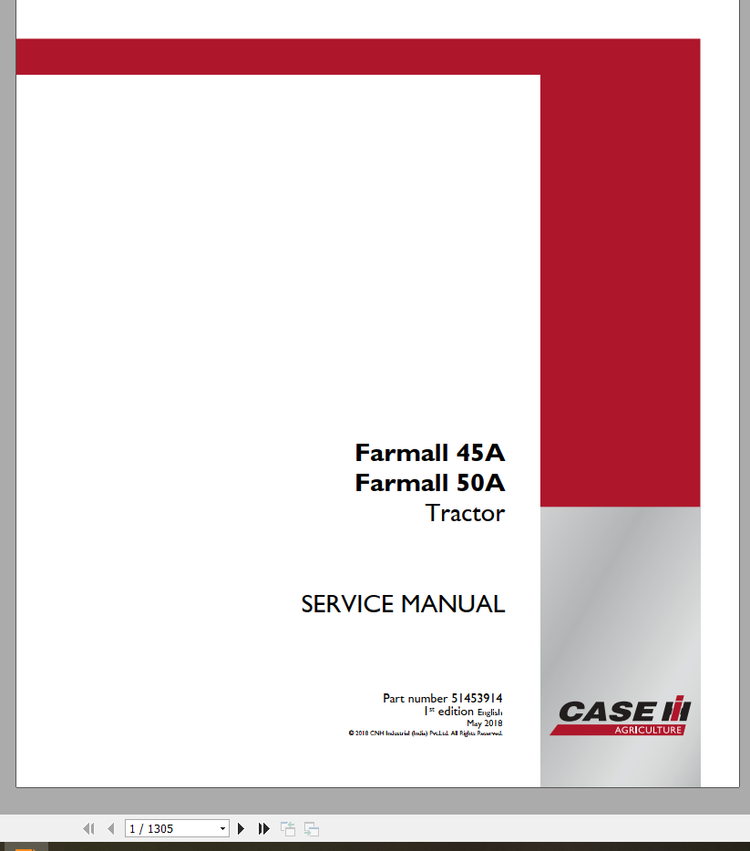 CASE TRACTOR FARMALL 45, 55 A SERVICE MANUAL 51453914 - PDF FILE