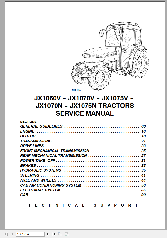 CASE TRACTOR JX1060V JX1070 1075 V N SERVICE MANUAL 6-62730 - PDF FILE
