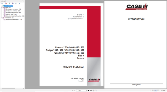 CASE Rowtrac Steiger Quadtrac 350–660 Tier 4 Tractor Service Manual