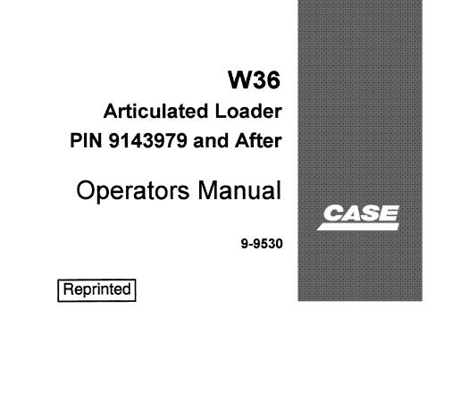 CASE W36 ARTICULATED LOADER OPERATOR’S MANUAL - PFD FILE