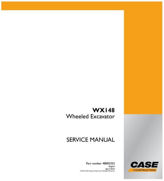 CASE WX148 Wheeled Excavator Service Manual – 48005353