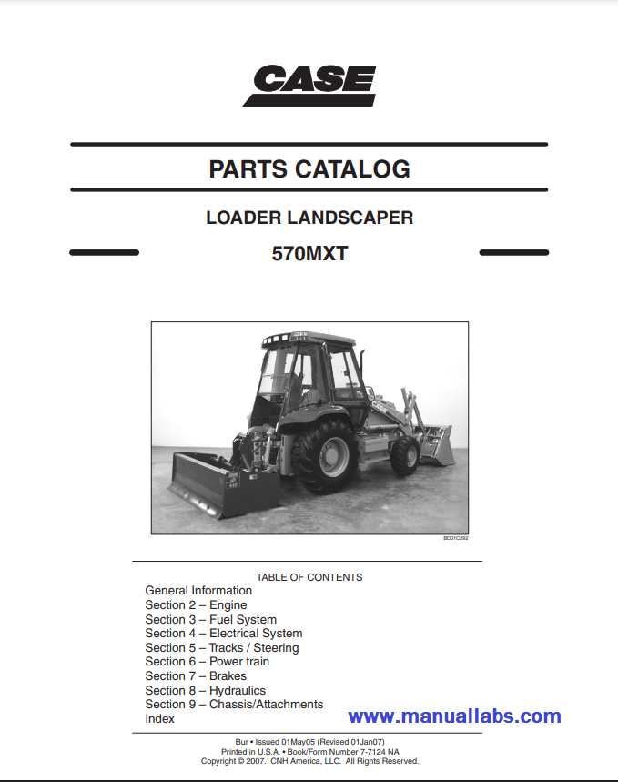 Case 570MXT Loader Landscaper Parts Catalog Manual - PDF File Download