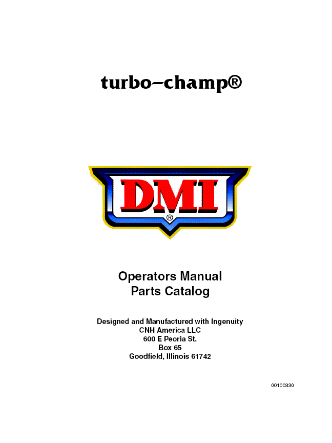 Case IH 1-A DMI Turb-Champ OM & PC Operator's Manual 00100330 - PDF File Download