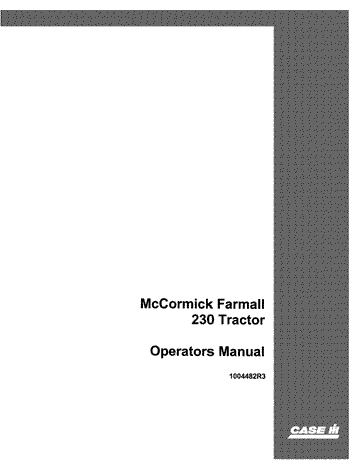 Case IH 230 McCormick Farmall Tractor Operator's 1004482R3