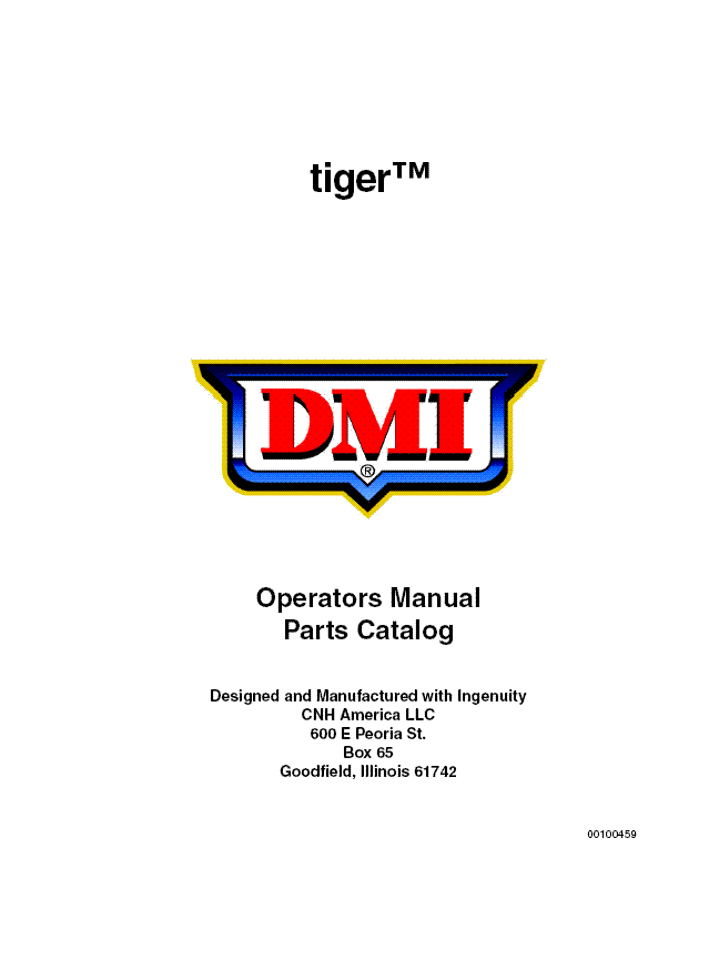 Case IH DMI Tiger OM & PC Operator's Manual 00100459 - PDF File Download