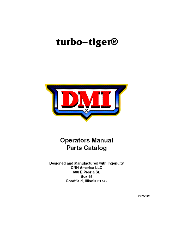Case IH DMI Turbo Tiger OM & PC Operator's Manual 00100460 - PDF File Download