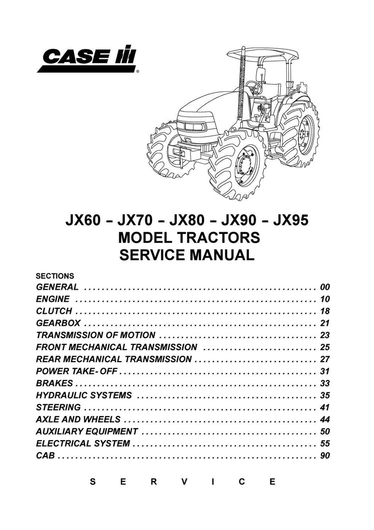 Case IH JX60, JX70, JX80, JX90, JX95 Tractor Service Manual - PDF Download