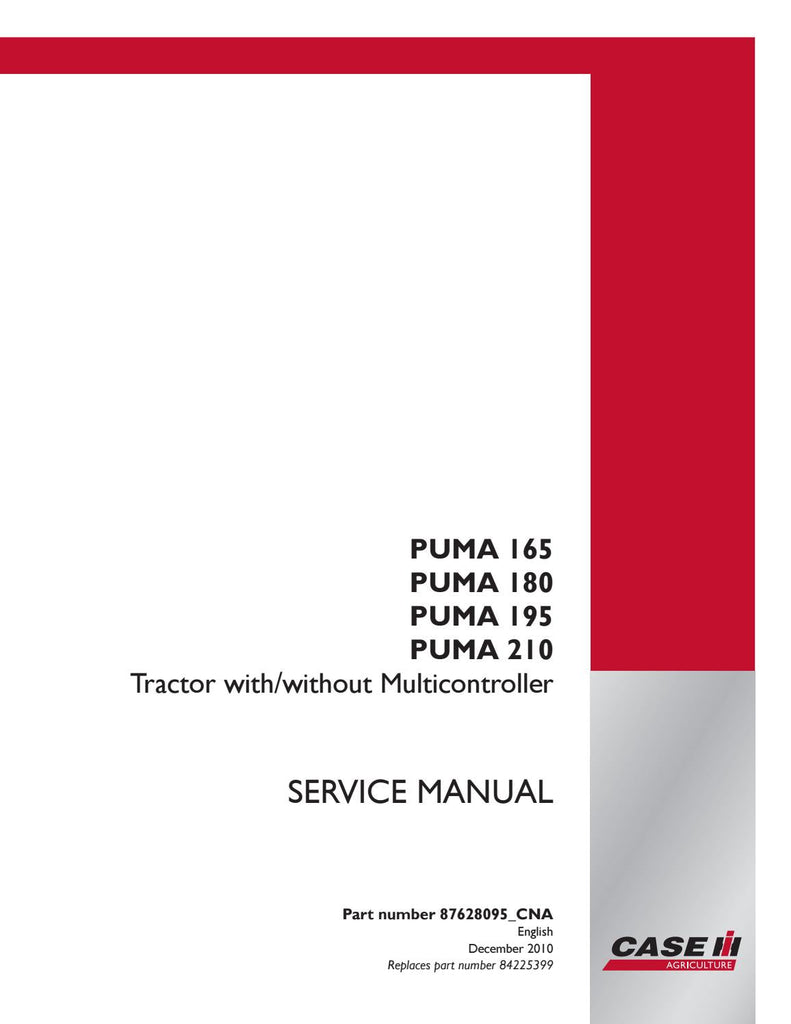 Case IH PUMA 165, 180, 195, 210 Tractor Service Manual 87628095_CNA - PDF File Download