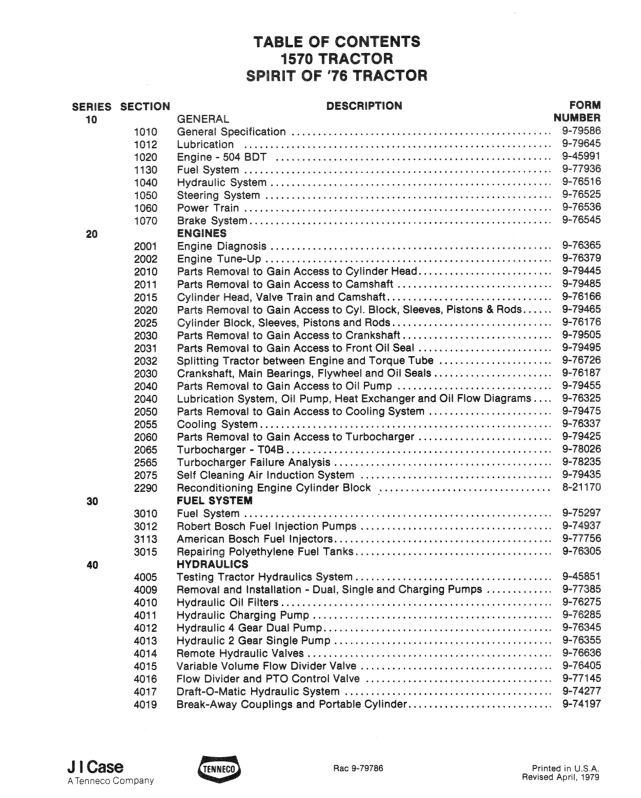 Case 1570 Tractor Service Repair Manual - PDF File Download