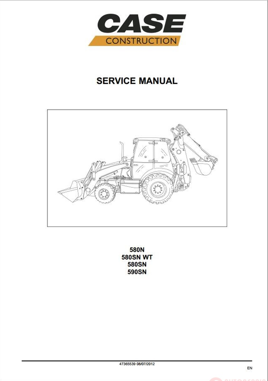 Case 580N, 580SN, 580SN-WT & 590SN Backhoe Service Manual PDF