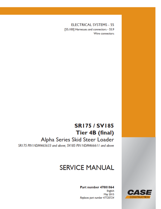 Case Alpha Series SR175 & SV185 Tier 4 Skid Steer Loader Service Manual PDF