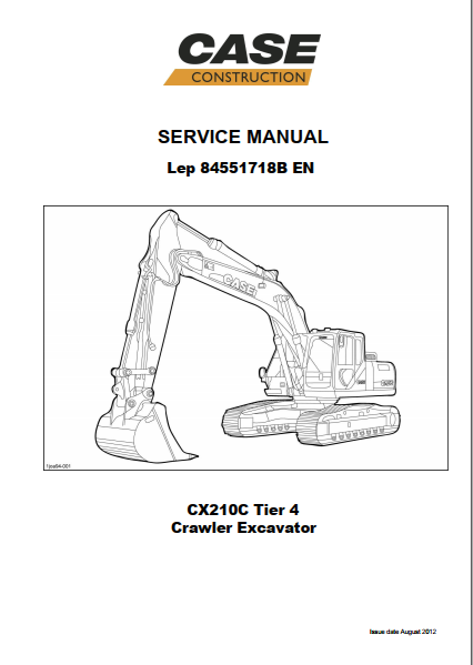 Case CX210C Crawler Excavator Tier 4 Service Manual PDF – Repair & Maintenance Guide