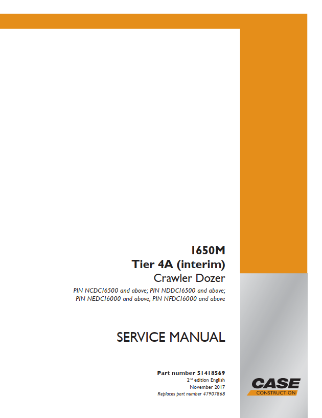 Case Crawler Dozer 1650M Tier 4A (Interim) Service Manual PDF