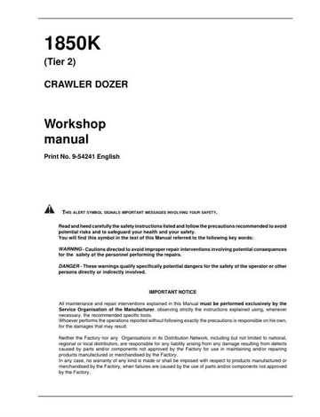 Case Crawler Dozer 1850K Tier 2 Workshop