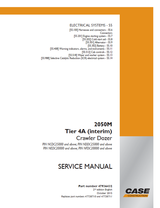 Case 2050M Crawler Dozer Tier 4 Interim Service Manual PDF