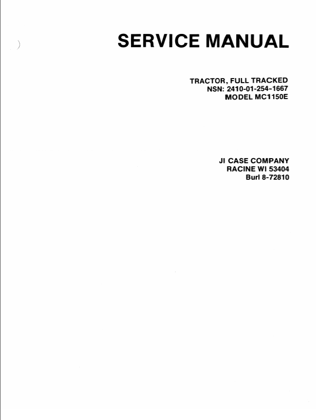 Case Crawler Dozer MC1150E Service Manual