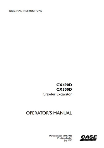 Case Crawler Excavator CX490D, CX500D Operator