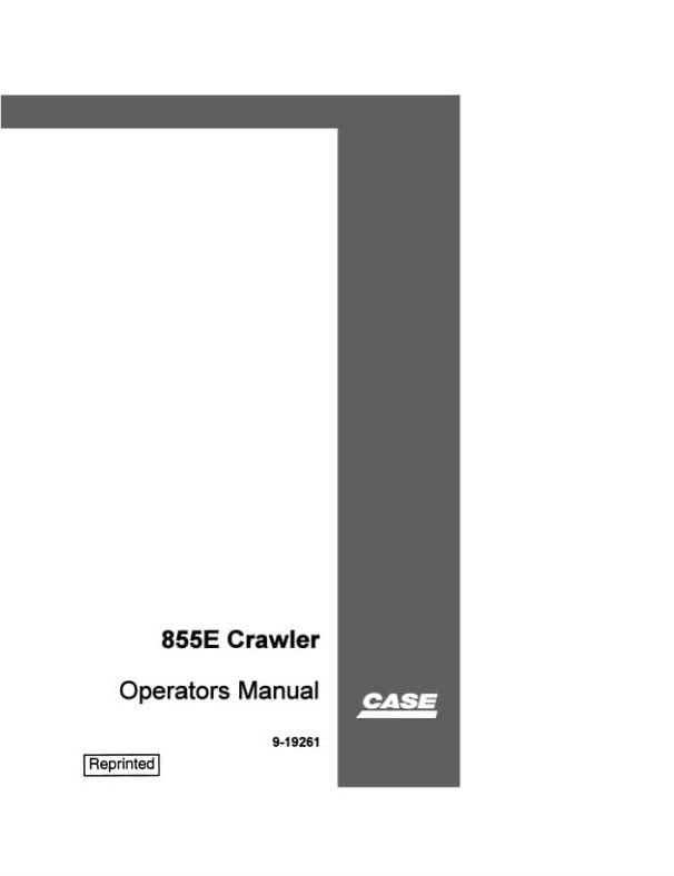 Case Crawler Loader 855E Operator Manual PDF