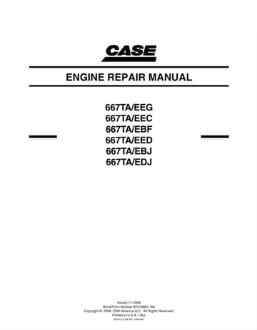 Case Engine 667TAEEG to 667TAEDJ Repair
