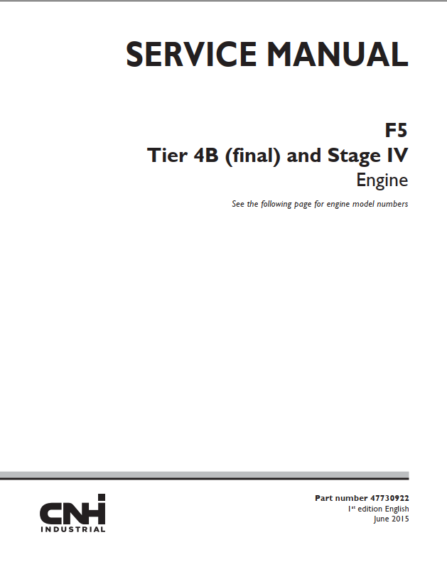 Case Engine CNH F5 Tier 4B (Final) & Stage IV Service Manual PDF