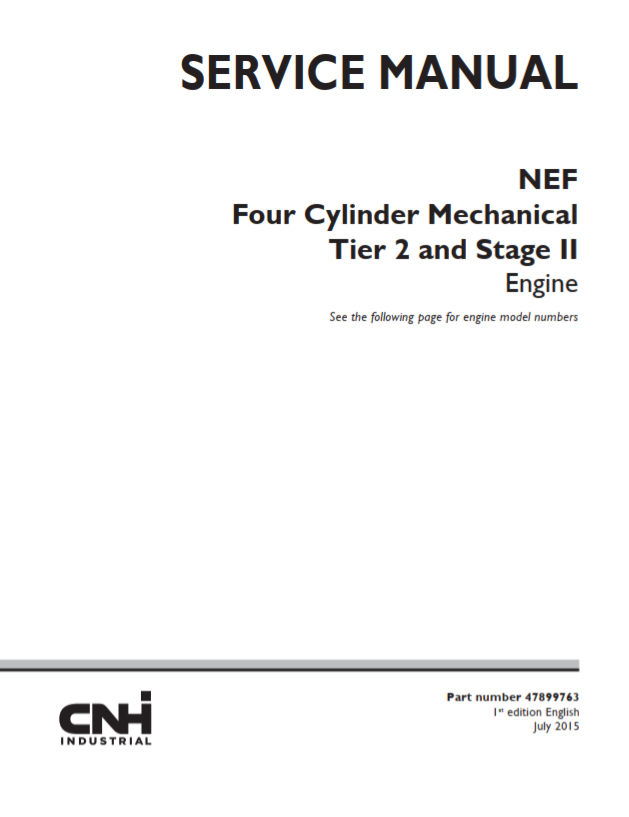 Case Engine CNH NEF Tier 2 & Stage II Service Manual PDF