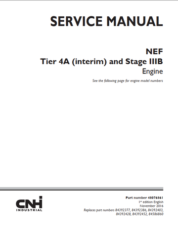 Case Engine CNH NEF Tier 4A (Interim) & Stage IIIB Service