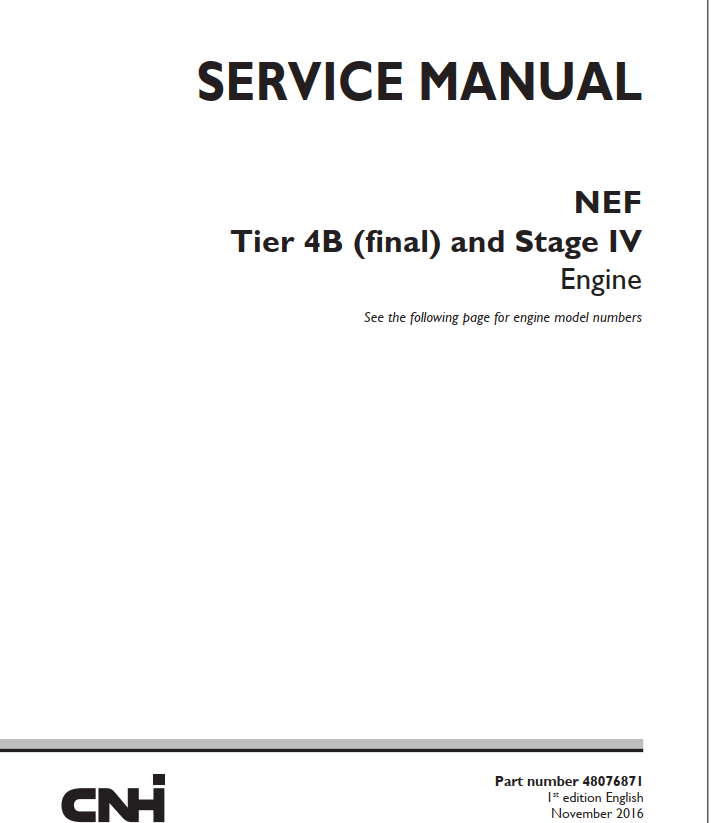 Case Engine CNH NEF Tier 4B (Final) & Stage IV Service Manual PDF