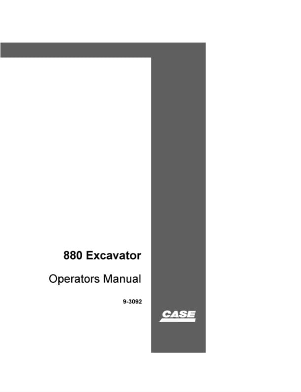 Case Excavator 880 Operator Manual PDF