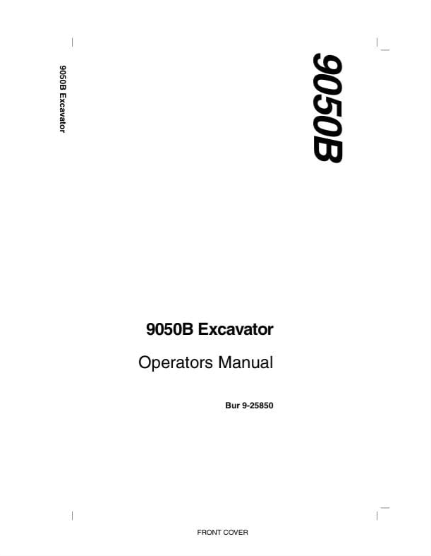Case Excavator 9050B Operator Manual PDF