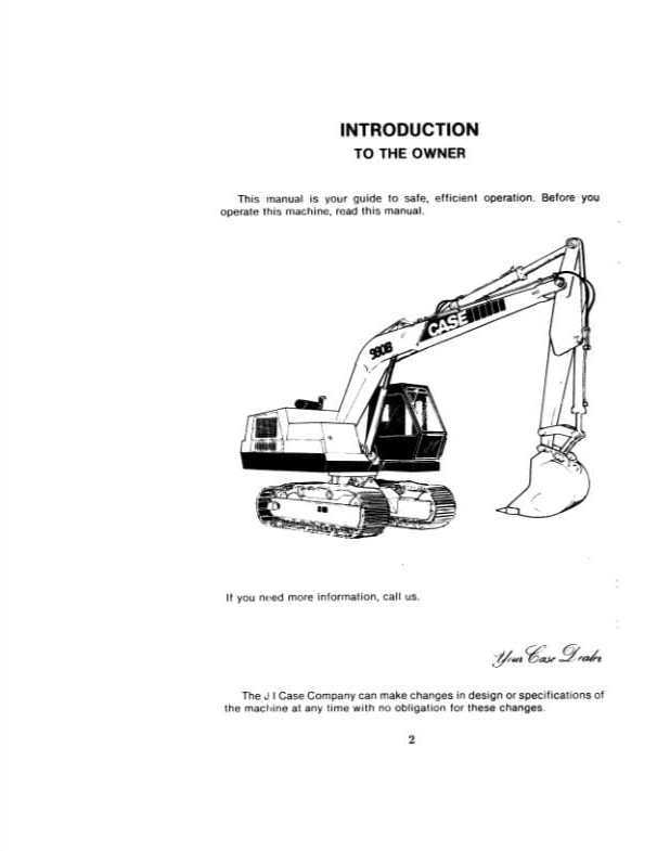 Case Excavator 980B Operator Manual PDF