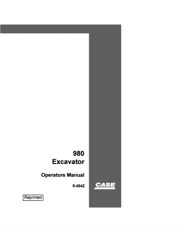 Case Excavator 980 Operator Manual PDF
