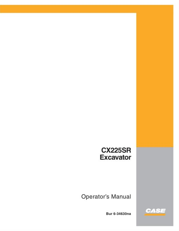 Case Excavator CX225SR Operator Manual PDF