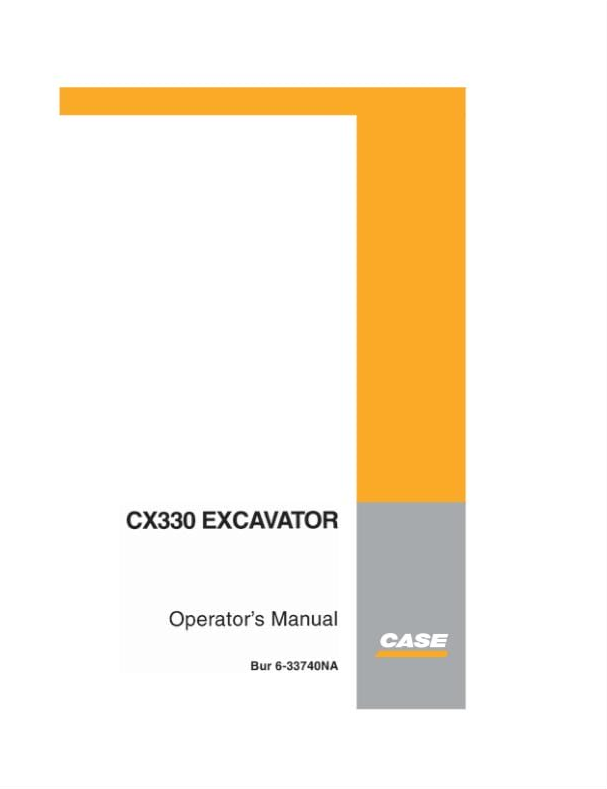 Case Excavator CX330 Operator Manual PDF