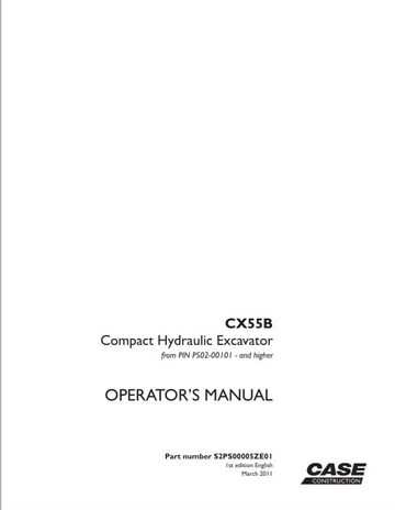 Case Excavator CX55B Operator
