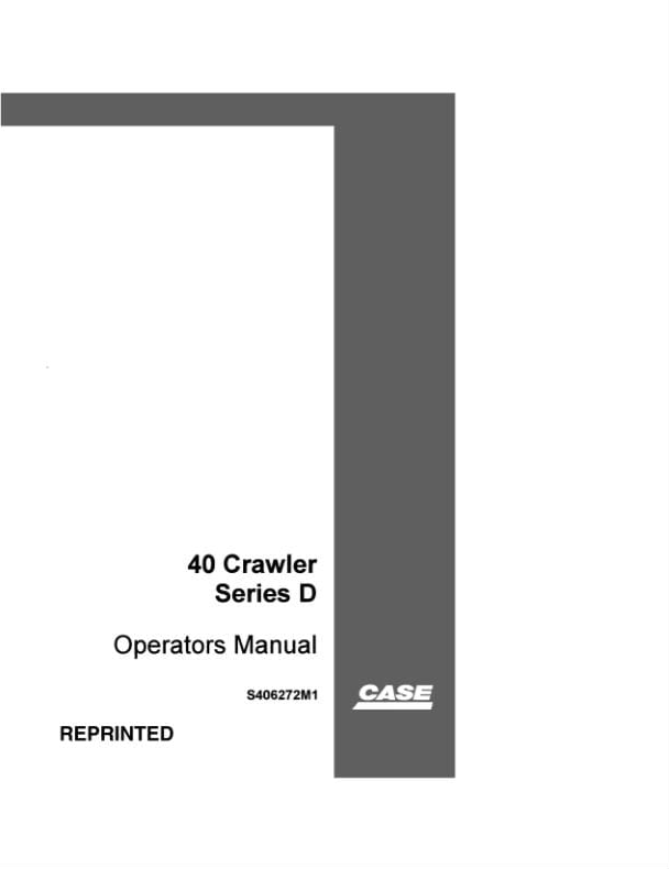 Case Excavator Series D 40 Operator Manual PDF