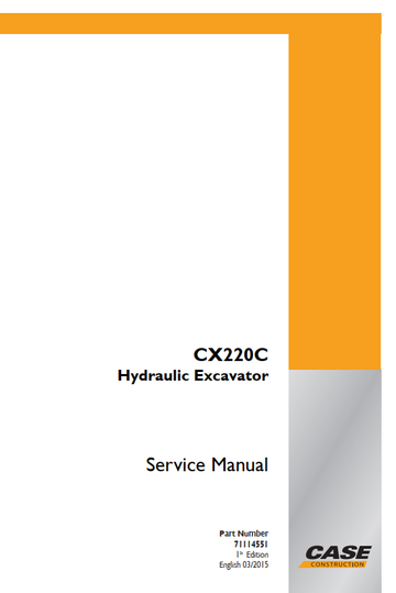 Case Hydraulic Excavator CX220C Service