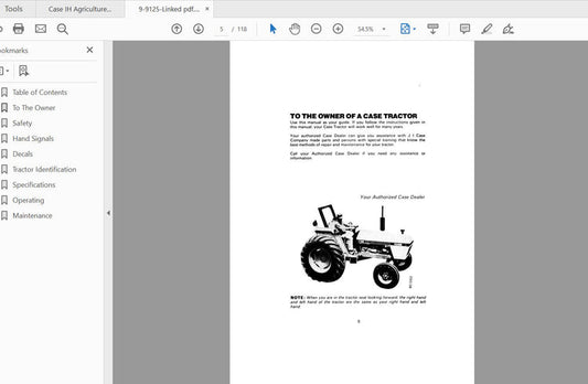 CASE IH 1190 Tractor Operator’s Manual 9-9125 – PDF Download