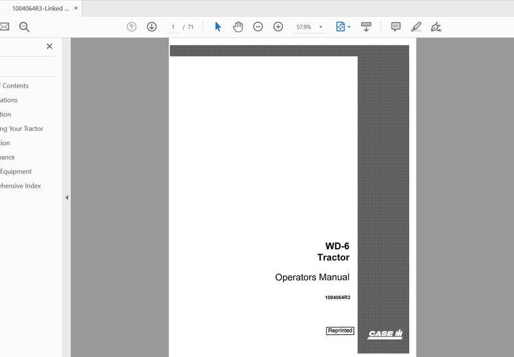 CASE IH TRACTOR WD-6 1004064R3 OPERATOR’S MANUAL - PDF FILE