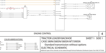 Case Loader Backhoe 580N, 580SN, 580SNWT, 590SN Electrical Schematic
