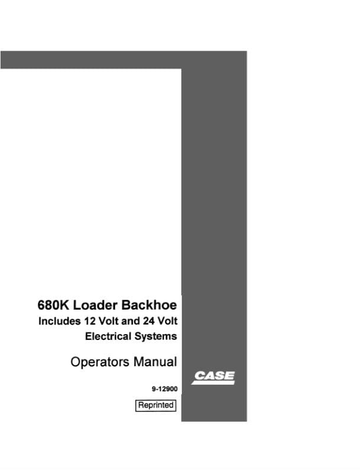 Case Loader Backhoe 680K Operator