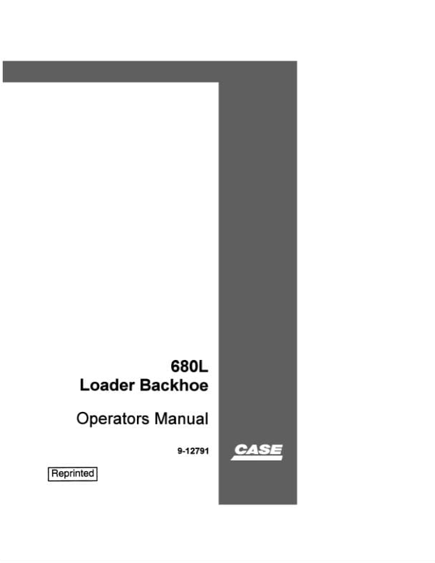 Case Loader Backhoe 680L Operator Manual PDF
