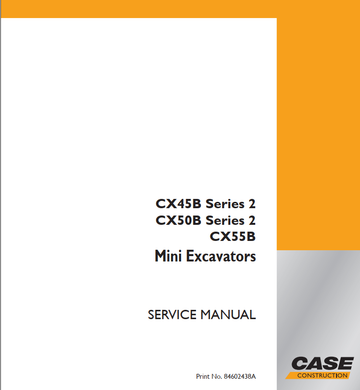 Case Mini Excavator CX45B, CX50B Series 2 CX55B Service