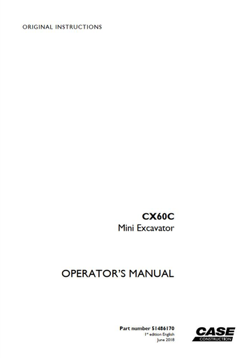 Case Mini Excavator CX60C Operator